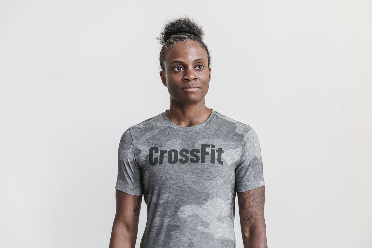 Nobull Crossfit® Women's T Shirts Grey Camo | Australia (BV0139)